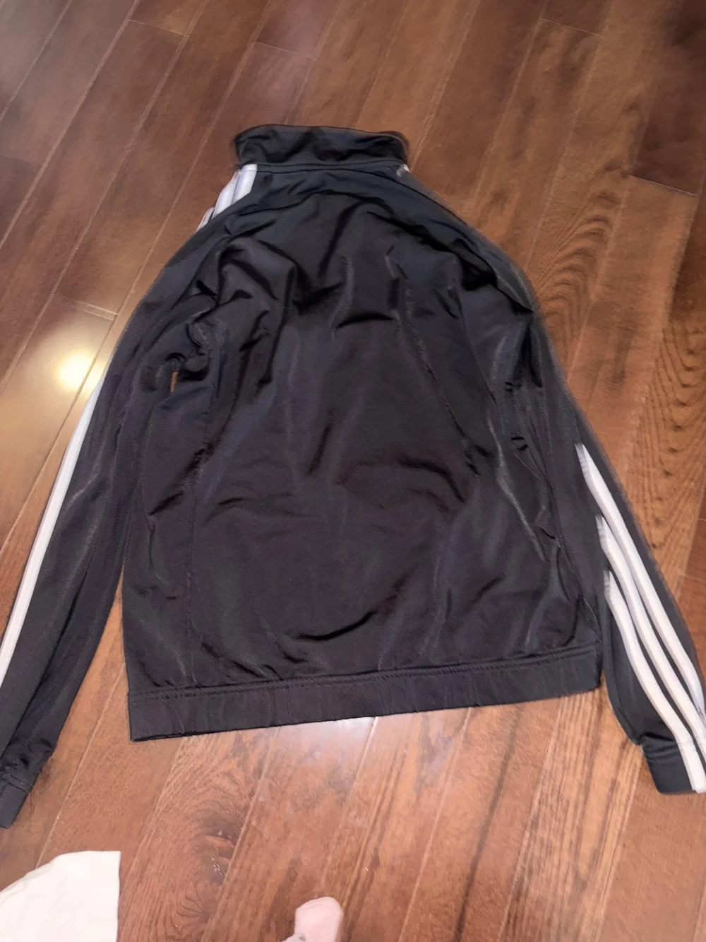 adidas Black Zip-Up Track Jacket with White Stripes